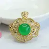 Pingente de Coração de Calcedônia Verde Natural Guan Yu Colar de Ágata Estilo Étnico Feminino Atacado de Fábrica Dropshipping S4031302