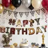 Suministros para Decoración de Fiestas Transfronterizas Serie Negra y Dorada Banderines de Cumpleaños, Banderines de Letras, Adornos para Pasteles y Juegos de Decoración al por Mayor