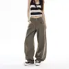 Jeans Laranja Infantil#Cor Sólida Simples Preguiçoso de Perna Larga Feminino Solto Emagrecedor Escondendo Gordura Moda Versátil Calça de Comprimento Total