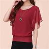 Camiseta de manga corta de verano para mujer, blusa holgada y adelgazante de gasa, talla grande, nueva, para primavera y verano