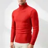 Suéter de Cuello Alto para Hombre 2026 Otoño Invierno Color Sólido Corte Ajustado Talla Grande Manga Larga Jersey de Punto Casual Cálido Capa Base