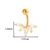 Botón de Ombligo Hensen de Acero Inoxidable Incrustado con Encaje de Circonita Cruz Navel Nail Joyería para Piercing Abdominal de Exportación Europea y Americana