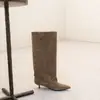 Botas de salto empilhado plissadas de alto valor perna larga novas bico fino até o joelho não acima do joelho justas circunferência grande botas longas