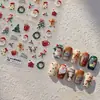 Pegatinas de Uñas Navideñas en Relieve 3D Papá Noel Ciervo Lindo Oso Retro Estéreo Helado Delgado Resistente Pegatinas de Arte para Uñas