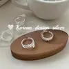 Joia Personalizada Estilo Coreano Estilo Ins Anel Aberto de Prata Esterlina S925 com Três Camadas Oval Vazado Contas Emendadas Versátil