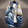 Chaqueta de Algodón con Capucha de Manga Larga Nueva Transfronteriza 2025 Serie de Olas 3D Europea y Americana Chaqueta de Algodón Casual de Manga Larga para Hombre Azul Marino