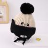 Gorro de Invierno 2024 Gorro de Punto para Niños Bola Grande de Piel Forrado Animales de Dibujos Animados Lindo Gorro de Lana Gorro Caliente Engrosado