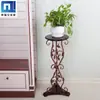 Soporte de Madera Blanco Estilo Chino de una Sola Planta Colgante para Plantas Verdes, Estante de Balcón de Hierro Forjado de una Sola Capa de Pie