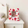 Porta-Retratos Zhentai 4x6, Pelúcia Macia, Estampa de Coração Vermelho, com Tampa de Vidro HD para Pendurar na Parede e Exibição na Mesa, Presente para Família Amigos Casamento, 1 Pacote