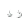 Plata Esterlina S925 Simple y Fresco Sólido Pequeña Estrella y Luna Colgante Accesorios Piezas Pequeñas Colgante Pulsera DIY Collar