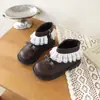 Botas de Cuero Estilo Princesa para Niñas Invierno Nuevas Botas Martin para Niños Suela Suave Antideslizantes Botas Cortas Botas de Algodón Cálido con Felpa