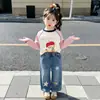 Pantalones Largos de Dibujos Animados para Niñas Primavera y Otoño 2026 Nuevo Estilo Pantalones Anchos Casuales con Estilo para Niños Jeans Versátiles Bordados para Bebé