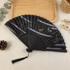 Leque Dobrável Leque Estilo Antigo Feminino Hanfu Verão Dança Estilo Chinês Dança Dobrável Traje Clássico Portátil Borla Pequeno Leque de Bambu