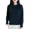 Suéter de Punto de Algodón Puro de Cuello Redondo, Ajuste Holgado Casual para Mujer, Suéter Elegante Holgado Engrosado Cálido de Capa Base, Estilo Suave