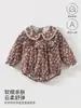 Ropa para Bebé con Estampado Floral y Cuello Camisero, Adecuada para Primavera y Otoño, Ropa de Casa de Manga Larga Sin Costuras de Algodón Puro para Recién Nacido
