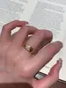 Anillo de Nicho de Forma Romboide Modelo Nuevo de Gama Alta con Diamantes para Mujer, Anillos de Dedo Índice de Pareja de Oro Rosa Sin Diamantes CNC con Ranuras