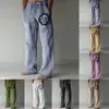 Calça Jeans Larga Casual Esportiva Masculina Estampada Moda de Rua Transfronteiriça Tamanho Plus Size em Estoque, Pode Pedir 1 Peça