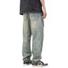 Otoño Nuevo jeans rotos moda hombre marca suelto recto pierna ancha talla grande lavado casual americano pantalones raspados