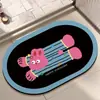 Tapete de Banheiro de Lama Diatomácea na Entrada, Tapete Absorvente de Água Antiderrapante, Design de Animal em Desenho Animado, Resistente à Sujeira e Fácil de Manter