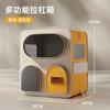 Novo Carrinho Economia de Esforço para Gatos, Mochila Transparente Portátil para Gatos, Caixa com Rodinhas Multifuncional para Múltiplos Gatos