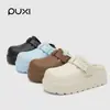 Pantuflas de Algodón para Mujer Park Xi Xu Ye con Suelas Gruesas, que Aumentan la Altura, Antideslizantes, Impermeables, Color Macaron, Adecuadas para Uso en Exteriores en Invierno