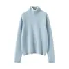 Suéter de Cashmere para Mulheres, 100% Cashmere Puro, Novo para Outono e Inverno, Casual, Versátil, Gola Alta, Color-Blocked, Suéter Base Tricotado Quente