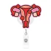 Porta-credencial acrílico retráctil temático divertido con purpurina, diseño original para ginecología, nuevo clip para insignia para enfermeras