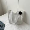 Bolsas para Mulheres Novo Estilo Coreano Cor Sólida Grande Capacidade Lona Bolsa de Ombro Simples para o Trabalho Estudante Bolsa Tote Bolsa de Compras Tendência