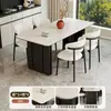 Mesa de jantar quadrada para várias pessoas Mesa de jantar estilo italiano Mesa de jantar de placa de rocha para uso doméstico Mesa de jantar para apartamento pequeno de uso doméstico Novo estilo luxo leve sensação de alta qualidade