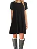 2026 Ropa de Mujer de Comercio Exterior Transfronterizo Europeo y Americano Amazon Primavera y Verano Nuevo Color Sólido Cuello Redondo Holgado Manga Corta Vestido Holgado
