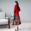 Leite de Mamão Moda Primavera e Outono Nova Cor Corta-vento Comprimento Médio Coreano Slim Retro Estampado Casaco Longo Tendência