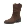 Botas Maillard estilo nuevo 2026, para mujer, de punta, plisadas, botines, botas vaqueras retro occidentales, botas de media caña con corte en V