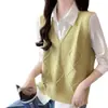 Chaleco de Punto Trenzado Vintage para Mujer, Nueva Moda Otoño 2026, Suéter Chaleco Holgado