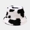 Otoño e Invierno Nuevo Patrón Lechero Sombrero de Pescador para Mujer Estampado Moda Coreana Felpa Engrosado Cálido Sombrero de Caldero Popular en Internet de Moda