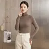 Suéter de Lana de Nuevo Estilo Otoño e Invierno con Cuello Medio Alto para Mujer Suéter de Punto Canalé Adelgazante sin Costuras para Superponer Capa Interior Capa Base