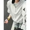 Sudadera con Cremallera Media y Parches para Hombre Otoño Corte Limpio Casual Capa Interior de Moda Desconstruida Hombro Normal