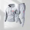 Conjunto Esportivo com Capuz e Cordão Moda Casual Europeu Unissex Estampa de Letras Paris