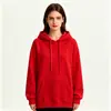 Logotipo personalizado, estilo europeo y americano, comercio electrónico transfronterizo, sudadera con capucha de corte holgado para otoño/invierno para mujer, estilo retro americano, forrada de polar, diseño simple