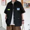 Camisa de manga curta masculina verão nicho design sense plus size roupa de trabalho camisa casaco ins tendência estilo japonês Hong Kong alto senso