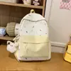 Mochila Fofa Simples Estilo Coreano para Mulheres, Grande Capacidade, Mochila Escolar Estudantil com Grafite Fofo, Mochila Doce e Versátil