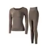 Venda Direta da Fábrica Popular Conjunto Térmico Sem Costura com Gola Redonda para Mulheres, Modelagem Justa e Elegante Roupa de Base Outono e Calças