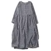 Vestido redondo xadrez estilo japonês 2026 para mulheres, nova coleção de outono, elegante e emagrecedor, vestido longo que marca a cintura