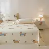 Modelo nuevo 2026 sábana de cama de algodón grueso pieza única 100% algodón puro funda de almohada de lino engrosada juego de tres piezas tapete de enfriamiento de verano