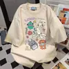 Camiseta Divertida Estampa de Letras Cartoon Graffiti Manga Curta para Mulheres Verão 2026 Novo Estilo College Solta e Versátil