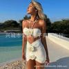 2024 Europeu e Americano Novo Sexy Rosa Sling Cor Sólida Três peças Swimwear Biquini Biquini Comércio Exterior Transfronteiriço