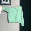 Cardigã Suéter Tricotado Gola Redonda Estilo Coreano para Mulheres, Início do Outono 2025, Jaqueta Top Elegante e Relaxada de Caimento Solto com Botões