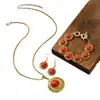 Conjunto de Joyería de Metal Esmaltado Rubí Estilo Metalero de Oriente Medio Transfronterizo Pendientes Pulsera con Patrón de Disco Retro