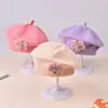 Touca de Bebê Outono e Inverno Feminina Bebê Flor Fofa Boina Chapéu de Lã Infantil Meninas Chapéu de Painter Tricotado Moderno