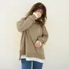 Sudadera para mujer 2026 nueva primavera y otoño longitud media polar imitación dos piezas holgada casual talla grande top pullover moderno