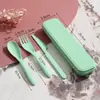 Cuchillo, Tenedor y Cuchara de Plástico Set de Vajilla Estudiante Viaje al Aire Libre Picnic Portátil Cuchillo y Tenedor para Bistec Cuchara de Postre Set de Tres Piezas